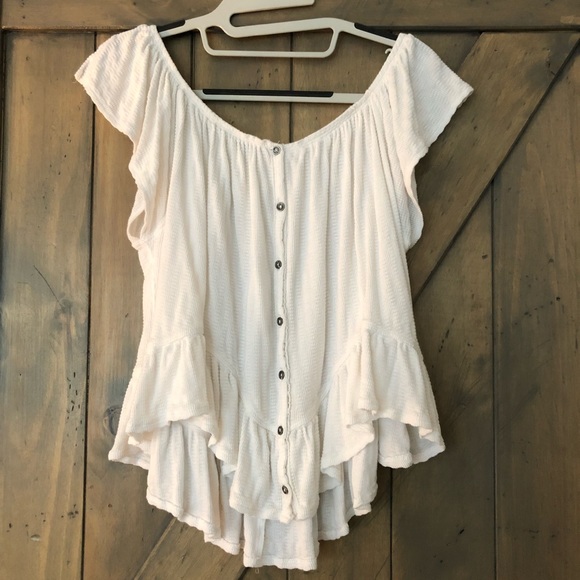 Free People White Off the Shoulder Top - Picture 1 of 5